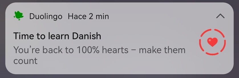 Duolingo notification hassling me to learn more danish